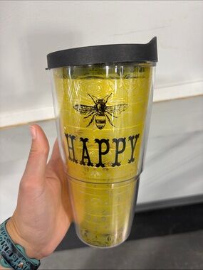 tervis Yellow Bee 'HAPPY' Travel Tumbler with Black Lid